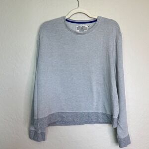 Tory Sport Women Cotton Blend Sweatshirt XL Gray French Terry Crewneck Workout